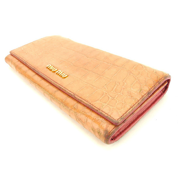 Miu Miu Long Wallet Long Wallet Crocodile Pink G972 - Picture 3 of 6